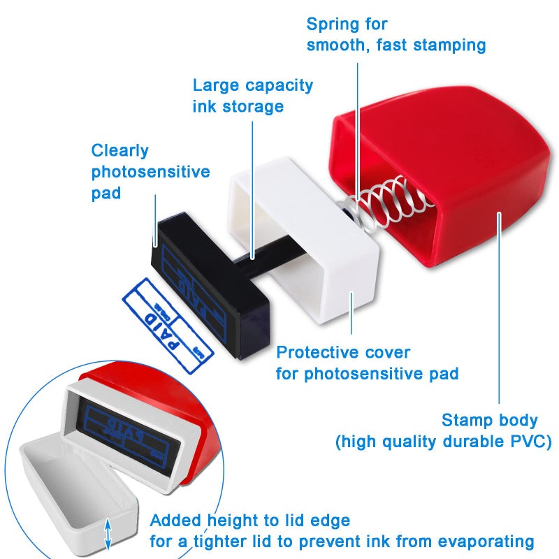Swity Home Self Inking Office Stamp Set - Teacher & Business Stamps with Plastic Tray (8 Pcs) - Image 3